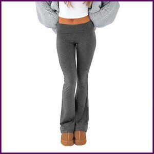 Y2K Flare Leggings Low Rise Fold Over Waist Bootcut Stretchy Yoga Pants